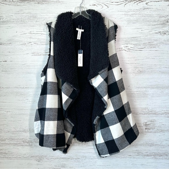 NWT WESTBOUND Flannel Buffalo Check Plaid Sherpa Fleece Lined Tunic Vest 2X - Picture 2 of 9